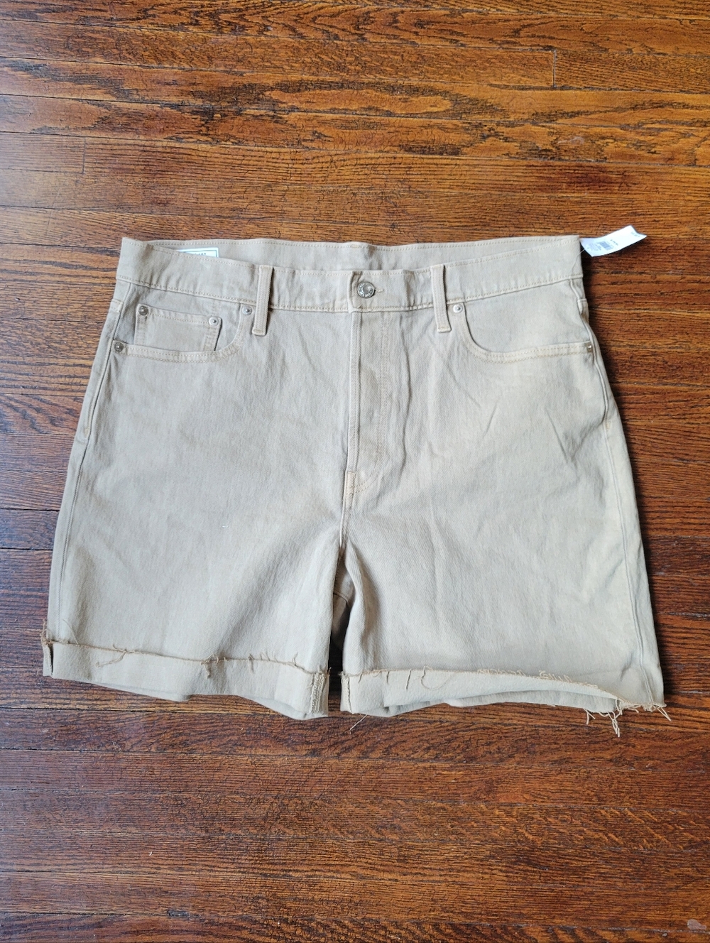 Gap Cheeky Midi Short High Rise Womens Shorts Size 16/33R Tan Denim Casual